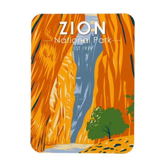 Zion National Park Utah The Narrows Vintage Magnet (Vertical)