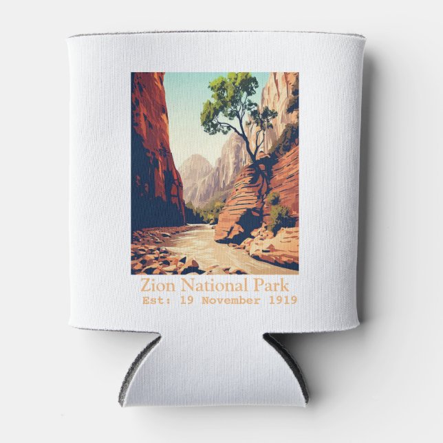 Zion National Park Utah The Narrows watercolor Can Cooler (Front)