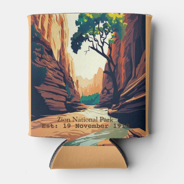 Zion National Park Utah The Narrows watercolor Can Cooler (Front)