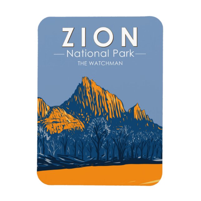 Zion National Park Utah The Watchman Vintage Magnet (Vertical)