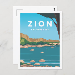 Zion National Park Utah Travel Place Illustration Postcard