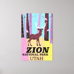 Zion national park Utah travel poster. Canvas Print