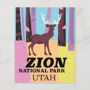 Zion national park Utah travel poster. Flyer