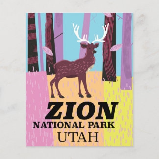 Zion national park Utah travel poster. Flyer
