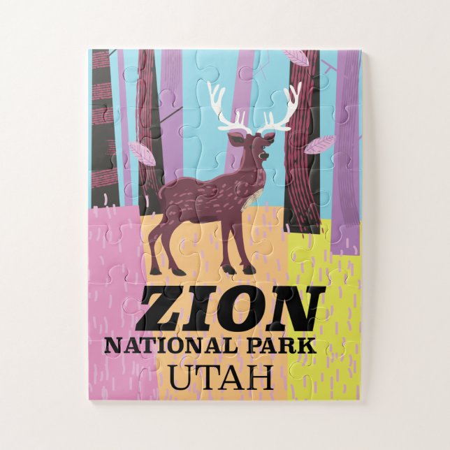 Zion national park Utah travel poster. Jigsaw Puzzle (Vertical)