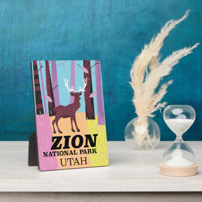 Zion national park Utah travel poster. Plaque (Side)