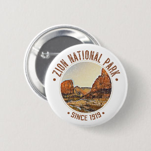 Zion National Park Utah USA Outdoors Distressed 6 Cm Round Badge