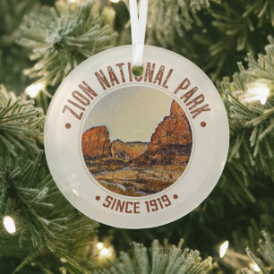 Zion National Park Utah USA Outdoors Distressed Glass Tree Decoration
