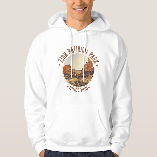 Zion National Park Utah USA Outdoors Distressed Hoodie (Front)