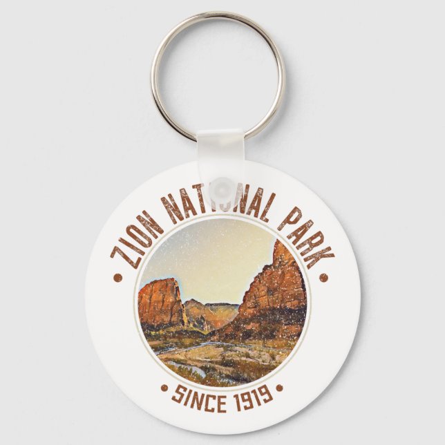 Zion National Park Utah USA Outdoors Distressed Key Ring (Front)