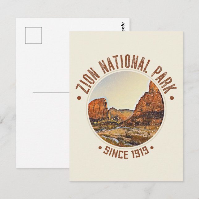 Zion National Park Utah USA Outdoors Distressed Postcard (Front/Back)