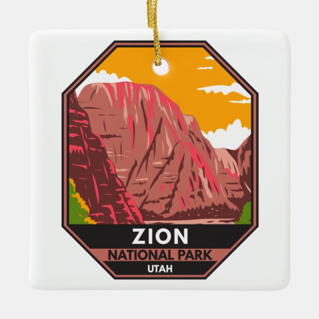 Zion National Park Utah Vintage  Ceramic Ornament (Front)