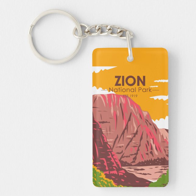 Zion National Park Utah Vintage Key Ring (Front)