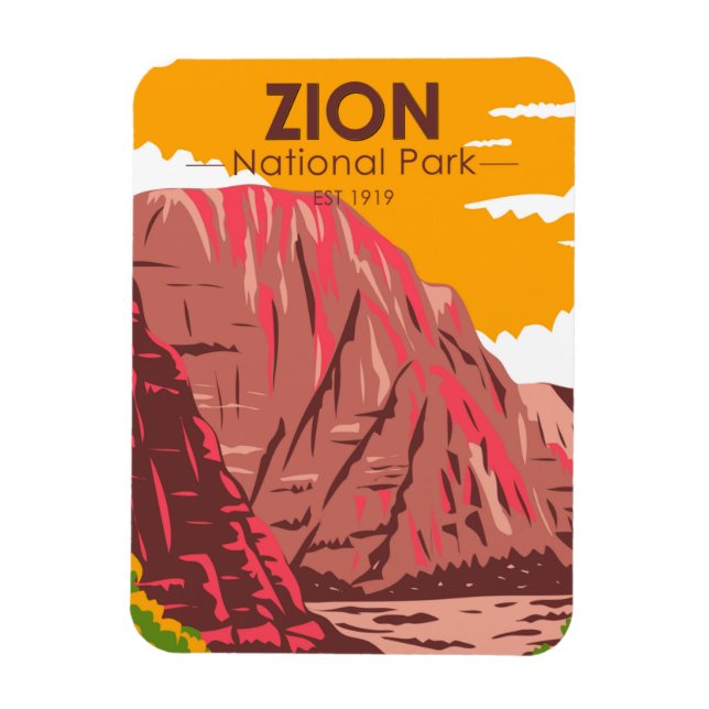 Zion National Park Utah Vintage Magnet (Vertical)