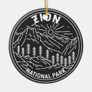 Zion National Park Utah Vintage Monoline Ceramic Tree Decoration