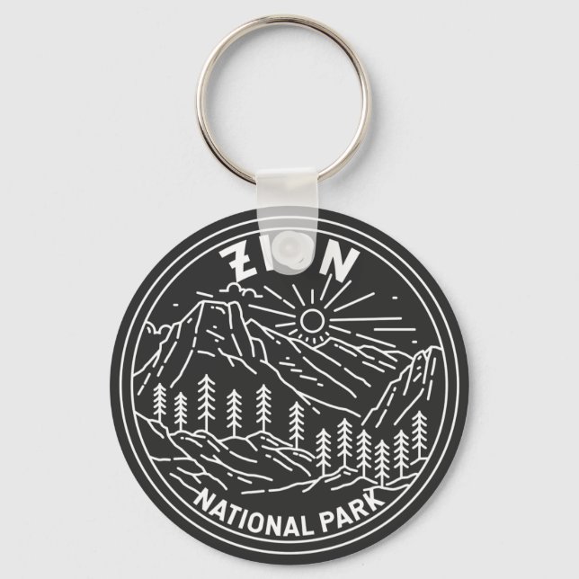 Zion National Park Utah Vintage Monoline  Key Ring (Front)