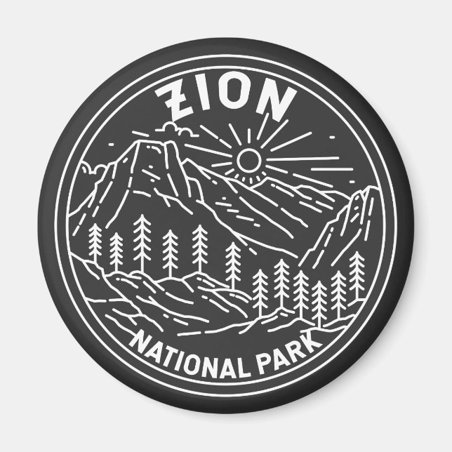 Zion National Park Utah Vintage Monoline  Magnet (Front)