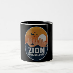 Zion National Park Utah Vintage Retro Zion Canyon Two-Tone Coffee Mug