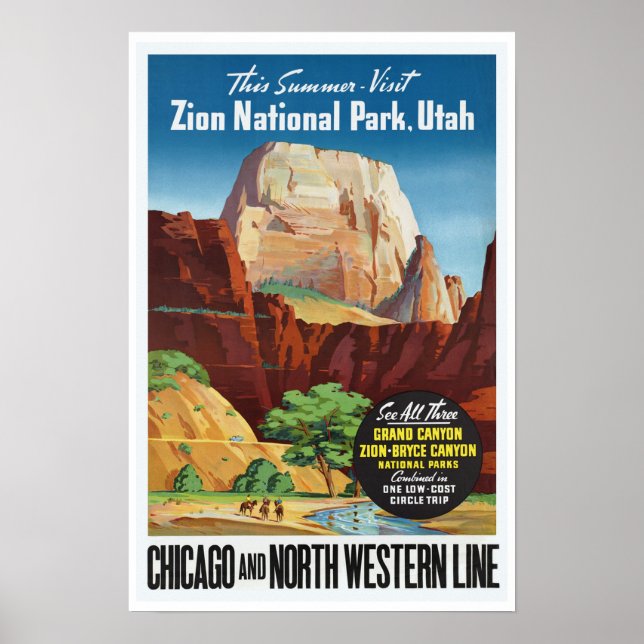 Zion National Park,Utah - Vintage Travel Poster (Front)