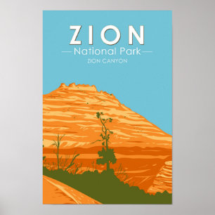 Zion National Park Utah Zion Canyon 2 Vintage Poster
