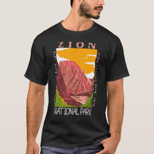Zion National Park Utah Zion Canyon Distressed Vin T-Shirt