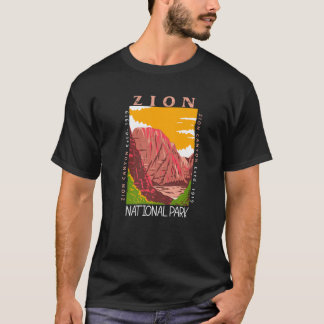 Zion National Park Utah Zion Canyon Distressed Vin T-Shirt