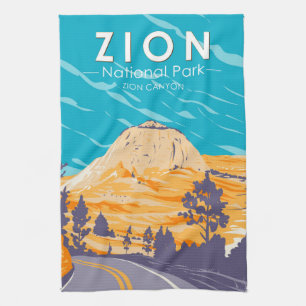 Zion National Park Utah Zion Canyon Road Vintage Tea Towel