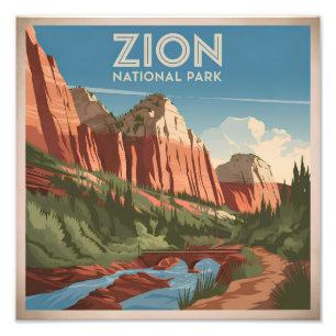 Zion National Park vintage Photo Print