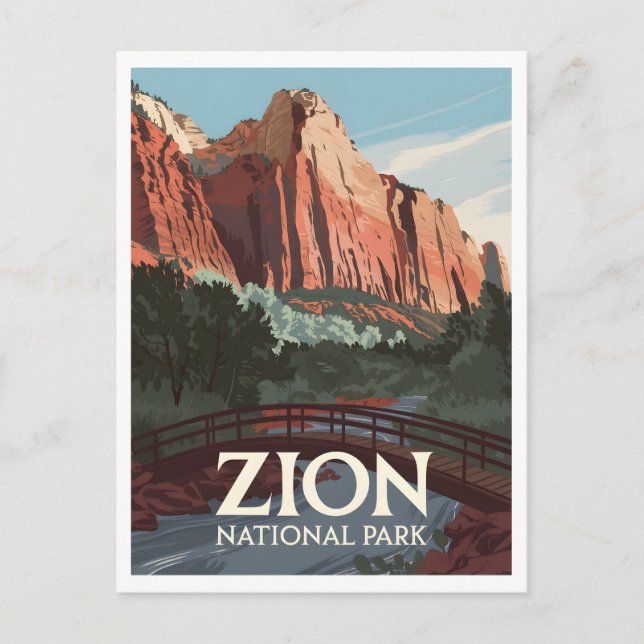 Zion National Park vintage Postcard (Front)