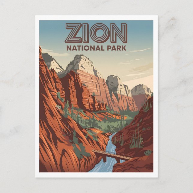 Zion National Park vintage Postcard (Front)