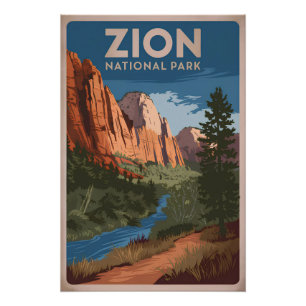 Zion National Park vintage Poster