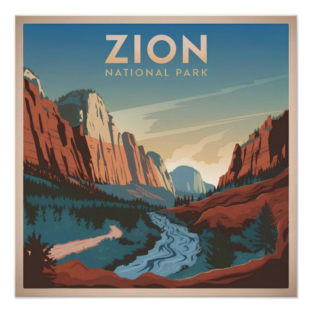 Zion National Park vintage Poster (Front)