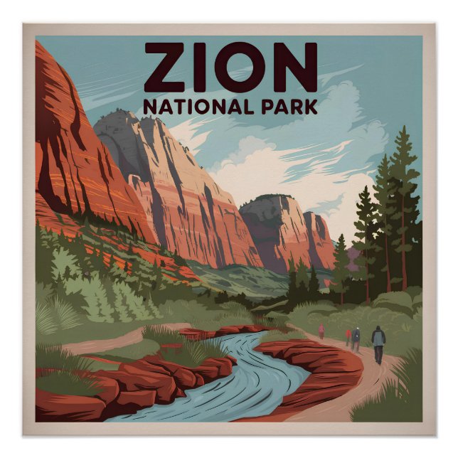 Zion National Park vintage Poster (Front)