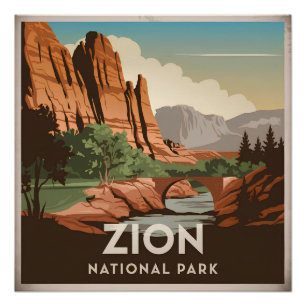 Zion National Park vintage Poster