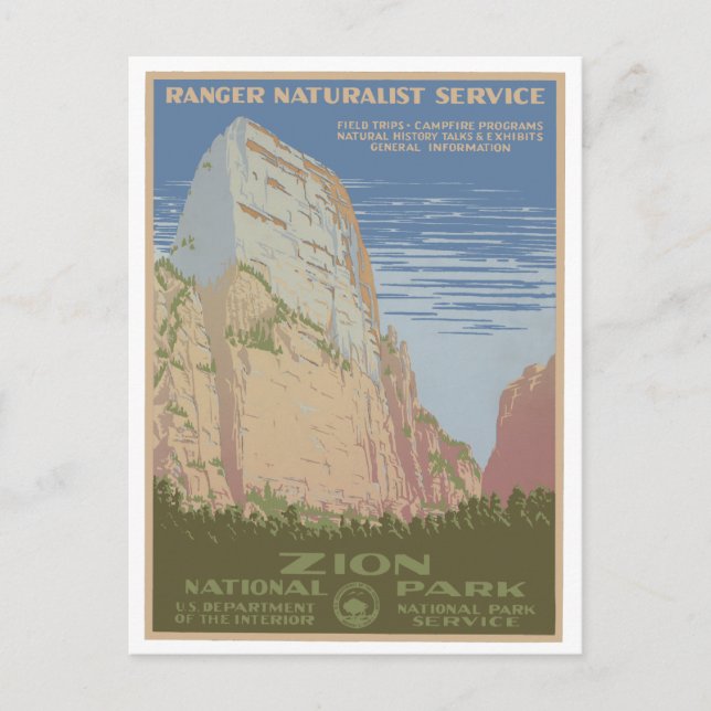 Zion National Park Vintage Poster Postcard (Front)