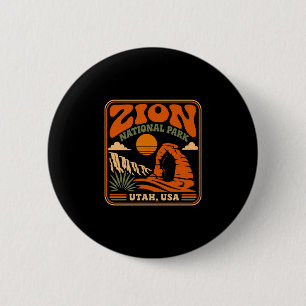 Zion national park vintage retro canyon outdoor 6 cm round badge