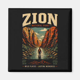 Zion national park vintage retro canyon outdoor magnet