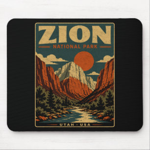 Zion national park vintage retro canyon outdoor mouse mat