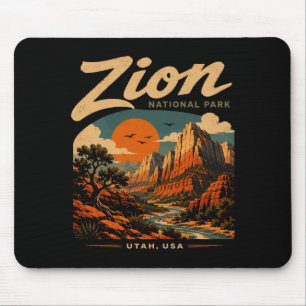 Zion national park vintage retro canyon outdoor mouse mat