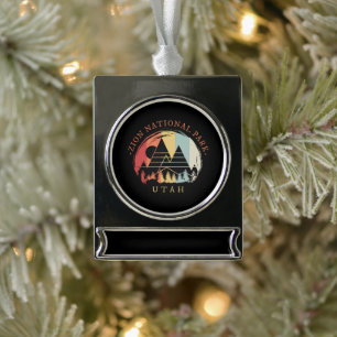 Zion National Park Vintage Silver Plated Banner Ornament