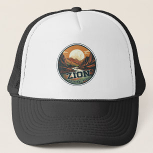 Zion National Park Vintage Sunset Travel Trucker Hat