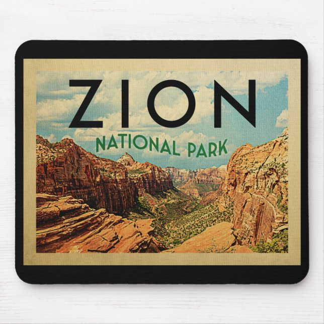 Zion National Park Vintage Travel Mouse Mat (Front)