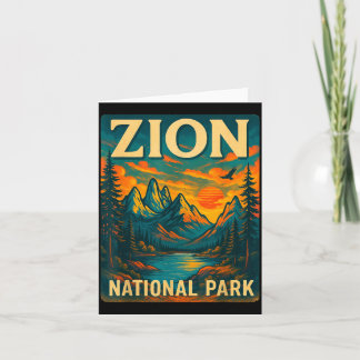 Zion national park vintage travel outdoor card