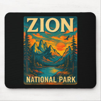 Zion national park vintage travel outdoor mouse mat