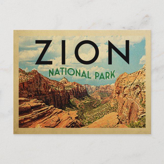 Zion National Park Vintage Travel Postcard (Front)