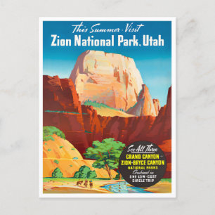 Zion National Park vintage travel postcard