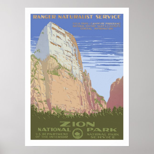 Zion National Park Vintage Travel Poster (Front)