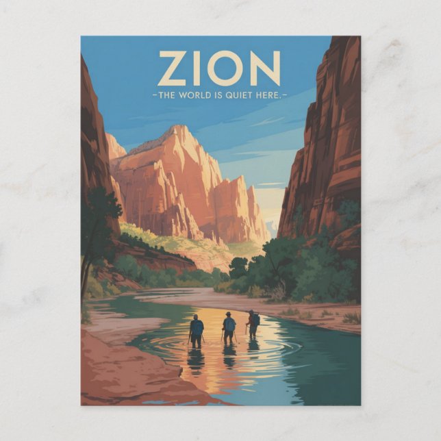 Zion National Park Vintage Travel Poster Postcard (Front)