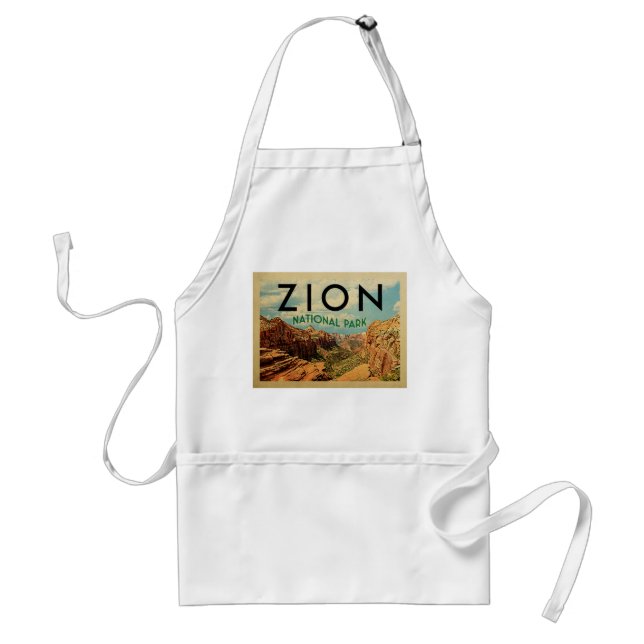 Zion National Park Vintage Travel Standard Apron (Front)