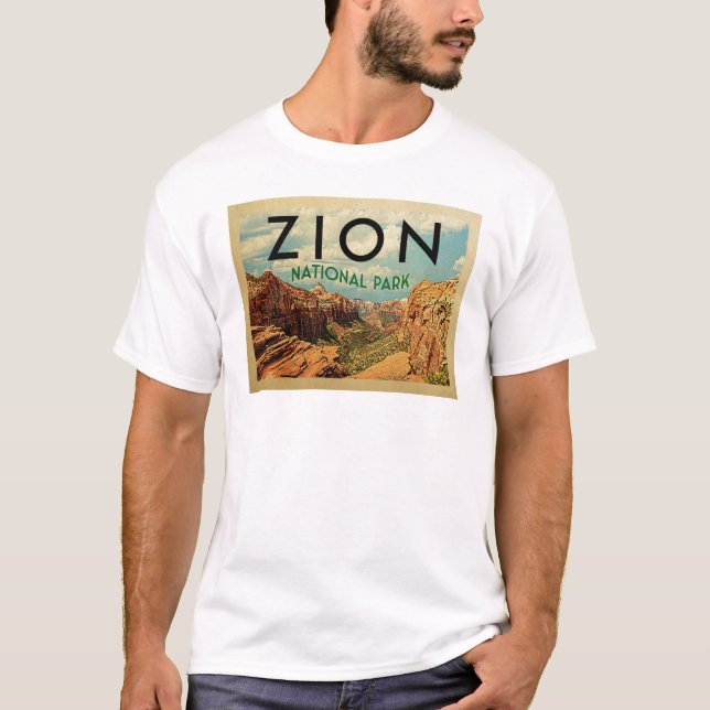 Zion National Park Vintage Travel T-Shirt (Front)